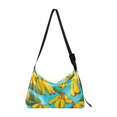 Imagem de Bolsa masculina de couro floral e floral, bolsa transversal grande, bolsa de ombro com zíper, Bananas coloridas - 1, One Size