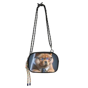 Imagem de TSENQUE Bolsa feminina pequena tiracolo Chow Chow Filhote de cachorro fofo bolsa para celular leve sobre o ombro