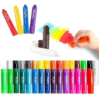 Imagem de MayMoi Bastões de tinta Tempera - 30 cores brilhantes, secagem rápida, fácil de colorir e giz de cera lavável para crianças e estudantes
