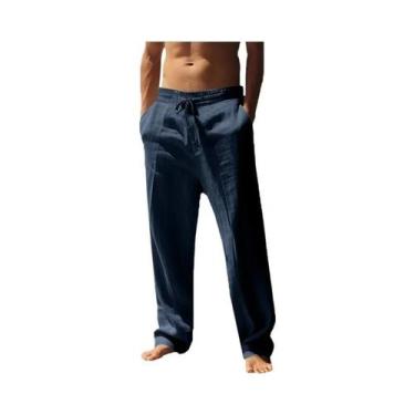 Imagem de Calças Masculinas De Algodão E Linho Soltas Estilo Hip-Hop Para Outono