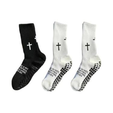 Imagem de Meias De Futebol Unissex Para Esportes Ao Ar Livre, 3 Pares, Confortáv