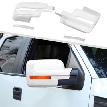Imagem de Jimen Compatível com Ford F150 2009-2014, 4 peças de capas de espelho completo para carro externo (branco)
