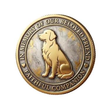 Imagem de Dog Memorial Keepsake Coin – “They were Never Just a Pet”, Personalized Dog Name Tags, Three-Dimensional Relief Pet Pattern, Unique Gift for Dog Owners and Great Way (Golden Retriever)