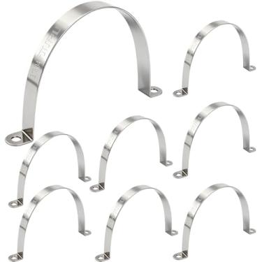 Imagem de OURU 8 peças braçadeira de conduíte de 7,6 cm de aço inoxidável 304, braçadeira de tubo de metal rígido, suporte de tubo de 2 furos para automóvel, fios e tubos