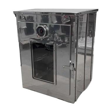 Imagem de Forno de acampamento dobrável de 40,6 cm A, churrasqueira portátil de aço inoxidável para assar pão, muffins e churrasco, compatível com fogões a lenha e propano (2 camadas)