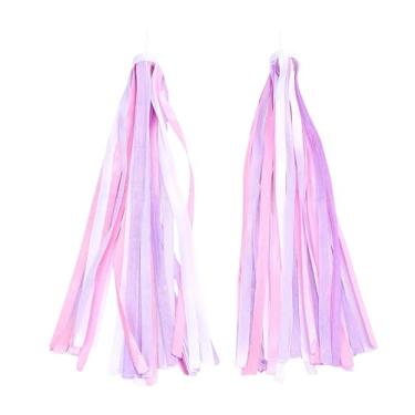Imagem de Fockety Flâmulas de Bicicleta, 32 Borlas, Guidão de Bicicleta, Acessórios de Fitas Coloridas para Crianças, Com Plástico Premium e Material PET, Cabe na Maioria das Bicicletas, Scooters, (Rosa Roxo