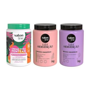 Imagem de Salon Line, Kit 2 Máscaras de Hidratação + Creme de Pentear, Somente Bio-Reconstrução Fortalecedora Não é Vegana - Todos os Tipos de Cabelos, 1kg