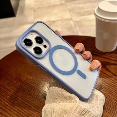 Imagem de Capa fina e transparente para iPhone 16, 15, 14, 13, 12, 11 Pro Max com carregamento sem fio magnético, azul fumê, para iPhone 17 Air