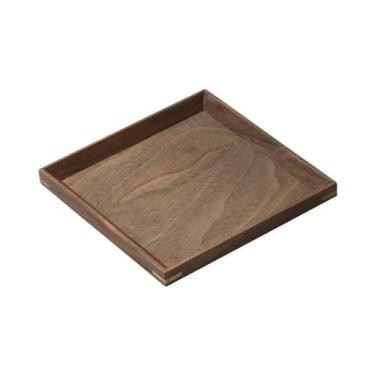 Imagem de Bandeja Retangular De Madeira De Noz Para Chá E Café, Bandeja Sólida P