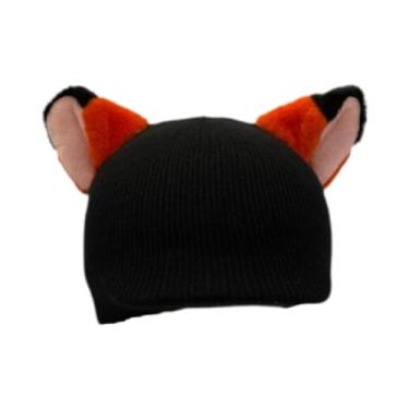 Imagem de simhoa Capa para capacete de esqui, gorro de tricô decorativo, acessório para capacete de snowboard e esqui, Orelhas de Raposa Preta