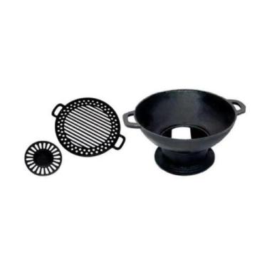 Imagem de Churrasqueira Gengiskan Redonda Com Chapa Reta Grelha - Fundição Alfa