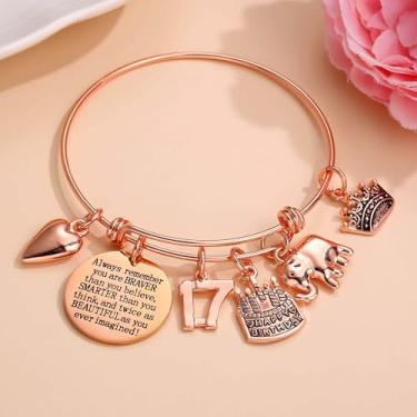 Imagem de Presente de aniversário para filha, irmã, amiga, mãe, avó, pulseira feminina, lua, borboleta, coração, pulseira, 5, 6, 7, 8, 9, 11 anos, 10, 20, 30, 40, 50 anos, presente inspirador, joia de ouro rosa