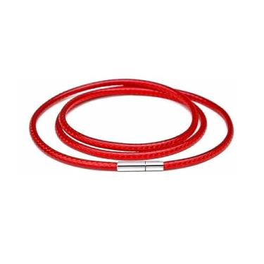 Imagem de 1 cordão de couro trançado de 59 cm, corrente de corda de cera de couro trançado para homens e mulheres 2 mm/3 mm de largura, 3mm, Metal, Sem Pedra Preciosa