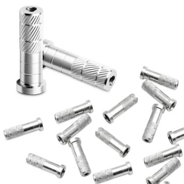 Imagem de LUSTRIB 12 peças de inserções de flecha de tiro com arco, inserções de flecha de alumínio 0,244/6,20 mm para flechas de carbono, pontas de prática de tiro com arco composto, inserções de arco recurvo