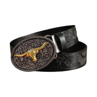 Imagem de Cinto Masculino Estilo Cowboy Ocidental Com Fivela Redonda De Liga Fei