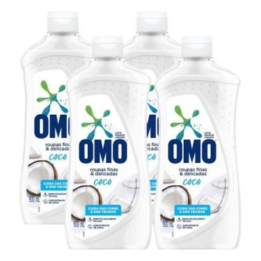 Imagem de Kit 4 Lava-Roupas Omo Líquido Roupas Finas e Delicadas Coco 900ml