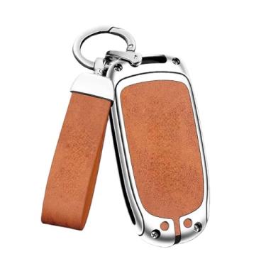 Imagem de Capa de couro para chave de carro de liga de zinco compatível com Jeep Renegade Compass Cherokee Grand compatível com Chrysler 300C Wrangler acessórios(A-silver brown)