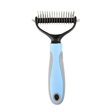 Imagem de Escova de Higienização para Pets com Lados Dematting Comb Rake Sobrecamada Perda Remoção Tapetes e Emaranhados Grip Confortável Massagem Suave na Pele