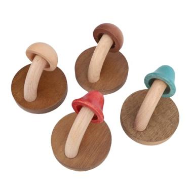 Imagem de WALFRONT Ganchos de Casaco de Cogumelo de Madeira, Cabides de Parede de Madeira Maciça Feitos à Mão para Chaves de Bolsas de Chapéus, Solução de Armazenamento Decorativa Com Cores Vibrantes, (Adesivo)