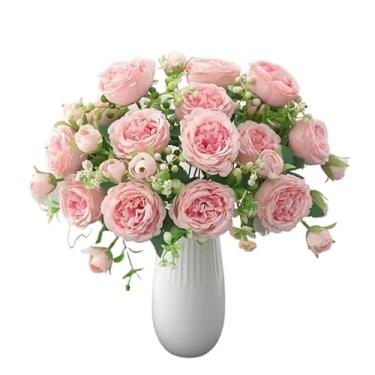 Imagem de Rosas Artificiais Decorativas para Casa, Flores Artificiais Realistas para Arranjos, Vasos e Decoração de Ambientes(Rosa claro)