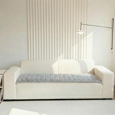 Imagem de Deisy Dee Capa protetora de sofá premium lavável e antiderrapante, protetor de móveis adequado para animais de estimação e crianças, capa reversível para sofá, cadeira (cinza claro, 70 x 150 cm)