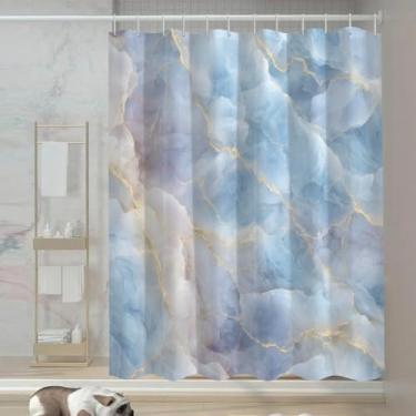 Imagem de Pardick Cortina de chuveiro, conjunto de cortina de chuveiro impermeável de mármore com 12 ganchos, cortinas de chuveiro de tecido de poliéster para banheiro, banheiras, barracas, decoração de casa