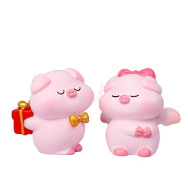 Imagem de Escultura de animais, desenhos animados, miniaturas criativas, estatueta de mesa, enfeite de mesa de porco, armário de estátua de porco de resina (estilo 3)