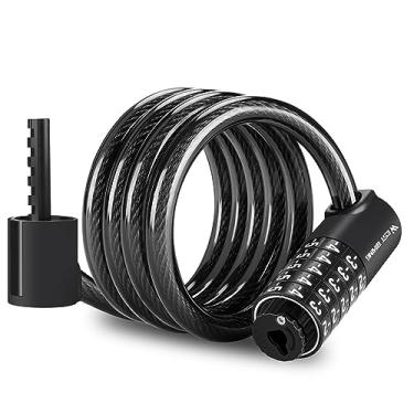 Imagem de Amgei Cadeado de combinação de 5 dígitos para bloqueio de cabo enrolado cadeado de motocicleta 90 cm/120 cm/150 cm Cabo de bloqueio de alta segurança, 5 dígitos, reinicializável, bloqueio de cabo