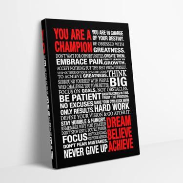 Imagem de Kpasnd Tela emoldurada motivacional com citação de um campeão com citação inspiradora – Decoração de parede com citações positivas de empreendedor para casa, escritório e academia, pronta para