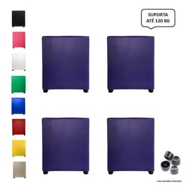 Imagem de Kit 4 puff quadrado banqueta cubo sala de jogos/estar quarto - Mercadã