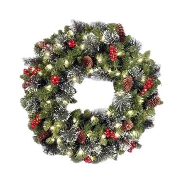 Imagem de Guirlanda De Natal LED De 20-60cm Com Pinhas E Frutas Vermelhas, Decor