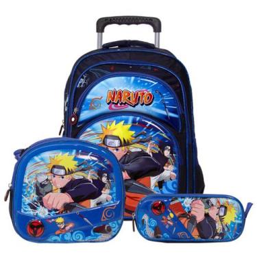 Imagem de Kit Mochila Masculina Naruto Rodinhas Passeio Creche Aulas - TOYS 2U
