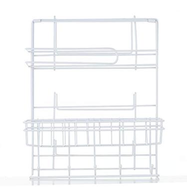 Imagem de Prateleira Lateral de Geladeira S-8008 Suporte Parede Multicamada Organizador Multifuncional Suprimentos Cozinha Gancho Doméstico Armazenamento Plegável