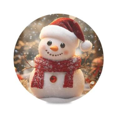 Imagem de STAYTOP Lindo boneco de neve de Natal, jogo americano redondo, 6 peças, tapetes de mesa antiderrapantes fáceis de limpar para casa, cozinha, churrasco, festa, decoração de mesa
