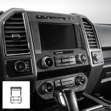 Imagem de BETTERHUMZ Adesivo decorativo de painel de controle de CD de ar condicionado para carro compatível com Ford F150 Raptor 2015-2020 para acessórios internos de console central de couro de carbono