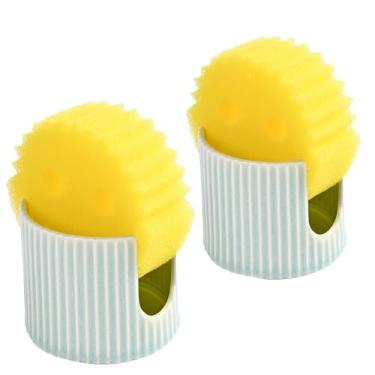 Imagem de Hoilse Suporte de esponja de cerâmica para pia de cozinha, organizador de pia, suporte de esponja de prato para banheiro, cozinha, pia, suporte de sabão de cozinha de fazenda e acessórios de pia para