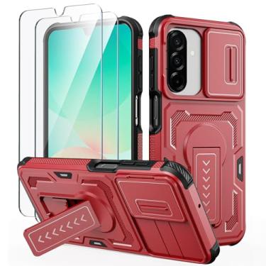 Imagem de Lanhiem Capa para Samsung Galaxy A17 5G / A26 5G / A16 5G 4G com 2 protetores de tela HD, capa deslizante para câmera, capa à prova de choque de nível militar com suporte e proteção de camada dupla