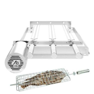 Imagem de A3 Grill Ajustável - Motor Giratório para 3 Espetos + Espeto Grelha