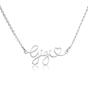 Imagem de omodofo Grandma Jewelry Gigi Colar de presente de aço inoxidável com pingente de letra Gigi, presente de aniversário, dia dos namorados, dia das mães, presentes para a avó.