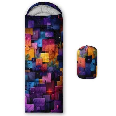 Imagem de lneffble Saco de dormir colorido para crianças, meninos e meninas, portátil, impermeável, compacto e leve, ótimo para acampamento ao ar livre, mochila e caminhada