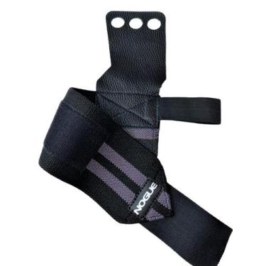 Imagem de Luva  Hand Grip Com Munhequeira Três Furos NOGUE FIT, Cinza, M