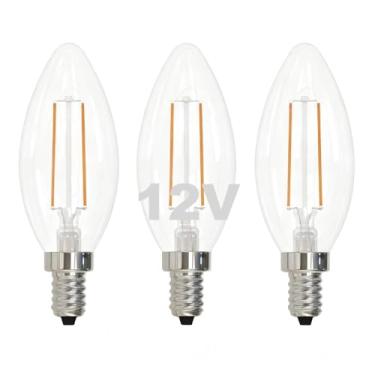 Imagem de KONPWAY Lâmpadas LED 12V Candelabro Baixa Tensão - Luz Quente 2W E12 Base Pequena Equivalente a 25W - Lâmpada CC para RV, Projeto de Painel Solar, Barco, Paisagem de Jardim, Iluminação Fora da Rede