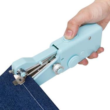 Imagem de Máquina de costura portátil CS101, máquinas de costura para iniciantes, mini elétrica portátil e kit de máquinas de costura portátil Samll para adultos e crianças, conjunto azul
