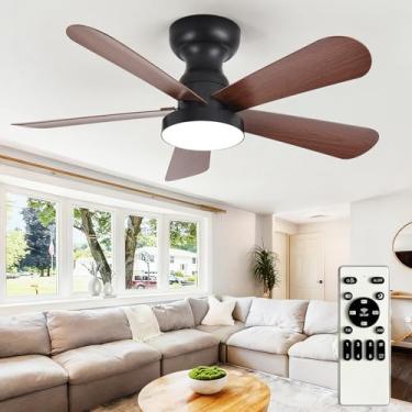 Imagem de Depuley Ventilador de teto pequeno com luzes: Ventilador de montagem embutida de 89 cm com luz e controle remoto - Ventiladores de teto de perfil baixo Motor DC reversível silencioso para quarto sala
