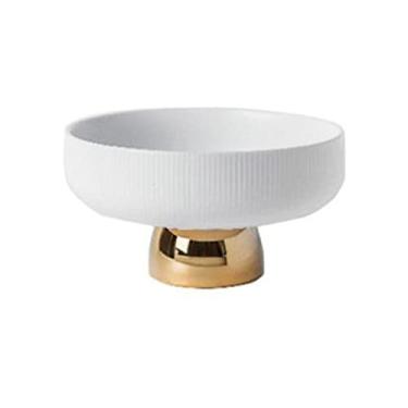 Imagem de Prato de cerâmica branco redondo tigela de salada bolo sobremesa bandeja lanche prato de frutas (cor: branco tamanho: 3,34,515,4 cm) (branco 5 * 5,5 * 20,4 cm)