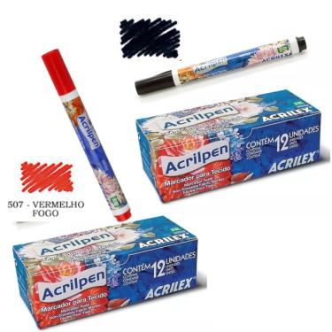 Imagem de Kit com 2 Caixas de Canetas Acrilpen Acrilex – Preta e Vermelha para Tecidos