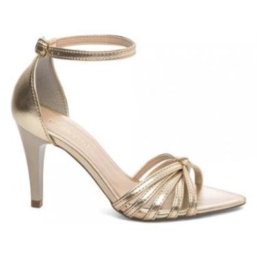 Imagem de Sandália Feminina Salto Médio Fino Metalizado Ouro Light Torricella AVS 2057B-Feminino