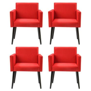 Imagem de Kit 4 Poltronas Luca Tecido Sintéticotecido Sintético Para Recepção - Vermelha - Cor: Vermelho