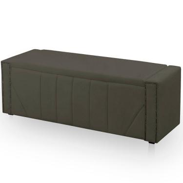 Imagem de Calçadeira Baú Casal Queen Estofada Toronto Veludo Cor Tabaco