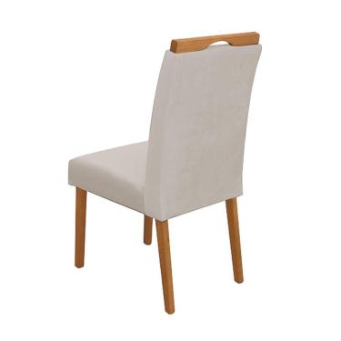 Imagem de Cadeira De Jantar Madeira Maciça Cerejeira Premium Heloísa Veludo Bege